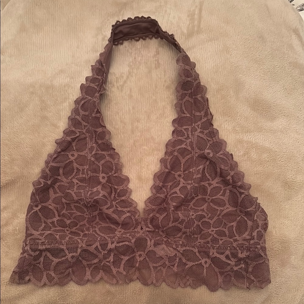 Brown Lace Halter Bralette